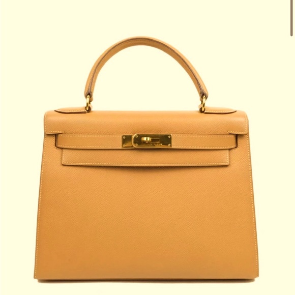 SOLD Hermes vintage Kelly 28 Sellier Courchevel leather Gold with gold hardware - Picture 2 of 16